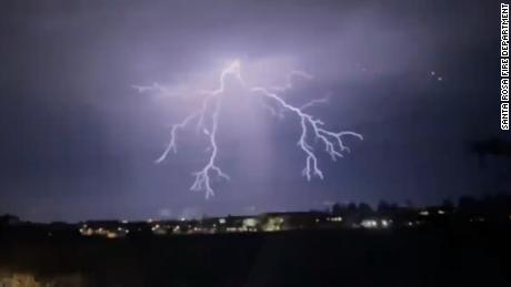Llightning in Santa Rosa, California. This week alone, nearly 11,000 lightning bolts hit California within 72 hours.