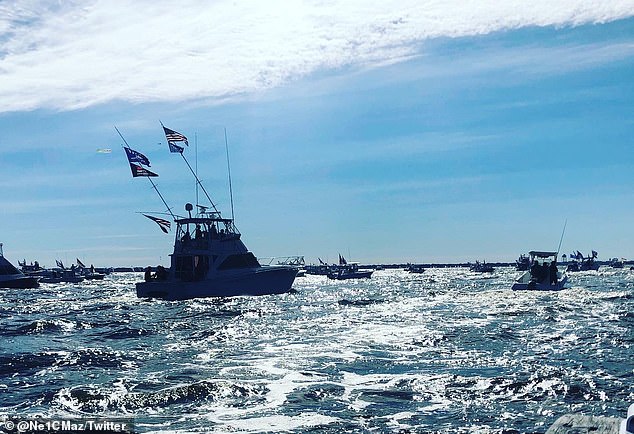 New Jersey: Many Trump supporters gather for Flotilla at Barnegate Bay, NJ