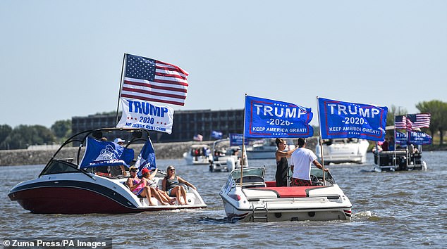 Iowa: The Trump boat parade was held on the Mississippi River near Bettendorf, Iowa on Saturday.