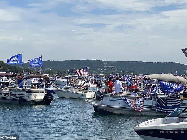 Hundreds of boats are believed to have gathered on the lake in support of the president on Saturday.