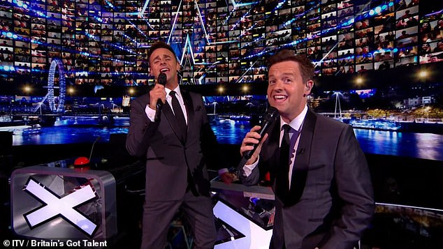 Hitting the right notes: Presentations Anti McPartlin and Declan Donnelly are set to make their debut this weekend with a high-octane musical number in the UK's Got Talent semifinals.