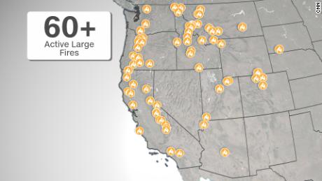 Currently active large fires in the United States