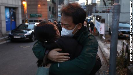 In Seoul, South Korea, on December 3, 2020, a father caught his daughter taking the college entrance exam. 