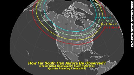 The NOAA's Geomagnetic Storm Index measures the intensity of solar activity and how far south the Aurora Boralis can be seen.