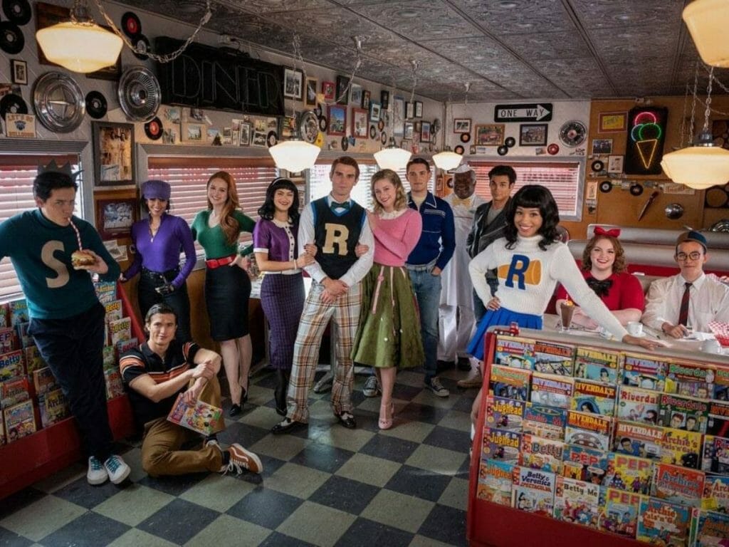 Riverdale cast in Pop's Diner