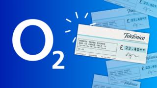 The O2 logo next to a cheque