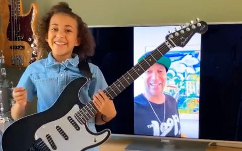 Tom Morello of Rage Against the Machine gifted one of his guitars to a 10-year-old rocker girl
