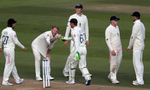 England’s Ben Stokes (second left) celebrates taking the wicket of West Indies Shane Dowrich.