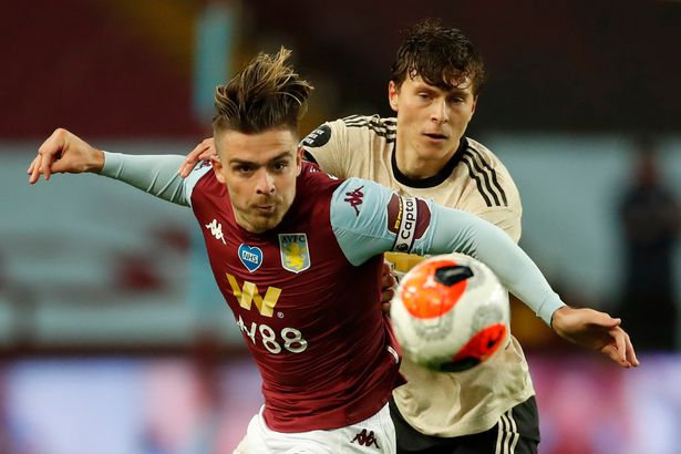 Jack Grealish in action for Aston Villa against Manchester United
