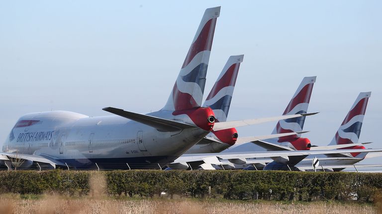 British Airways Boeing 747 aircraft parked at Bournemouth airport after the airline reduced flights amid travel restrictions and a huge drop in demand as a result of the coronavirus pandemic. PA Photo. Picture date: Wednesday April 1, 2020. See PA story HEALTH Coronavirus. Photo credit should read: Andrew Matthews/PA Wire