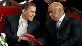 Barack Obama pictured with John Lewis