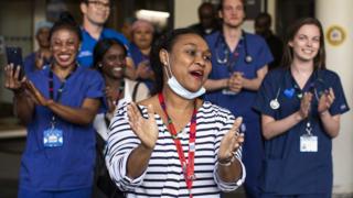 NHS staff take part in a weekly Clap for Carers during lockdown