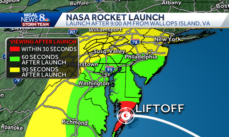 ROCKET LAUNCH will be visible from south-central Pennsylvania