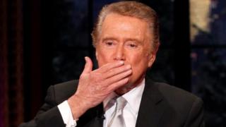 Regis Philbin blows a kiss as he departs Live! with Regis and Kelly in 2011
