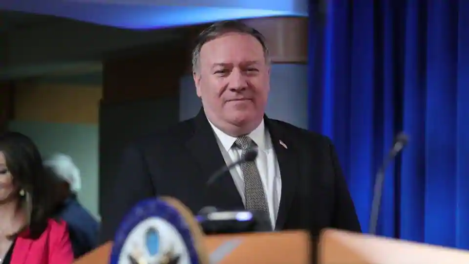 Secretary of State Mike Pompeo arrives to speak at a news conference at the State Department in Washington on July 8, 2020.