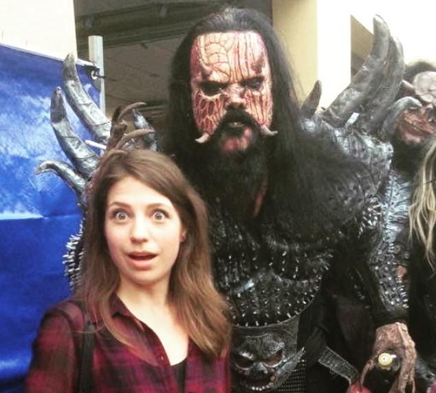 Miss Stasevska is pictured with musician Mr Lordi, the lead vocalist in heavy metal band Lordi