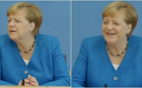 Angela Merkel looks confused after being asked if Trump 'charmed' her