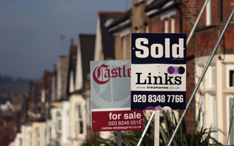 EMBARGOED TO 0001 WEDNESDAY MAY 27 File photo dated 23/01/15 of For Sale and Sold signs outside houses in north London. House-hunter demand jumped 88% across England as the market reopened earlier this month, according to Zoopla.