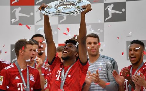 Bayern Munich winger Kingsley Coman won his eighth consecutive league title this season