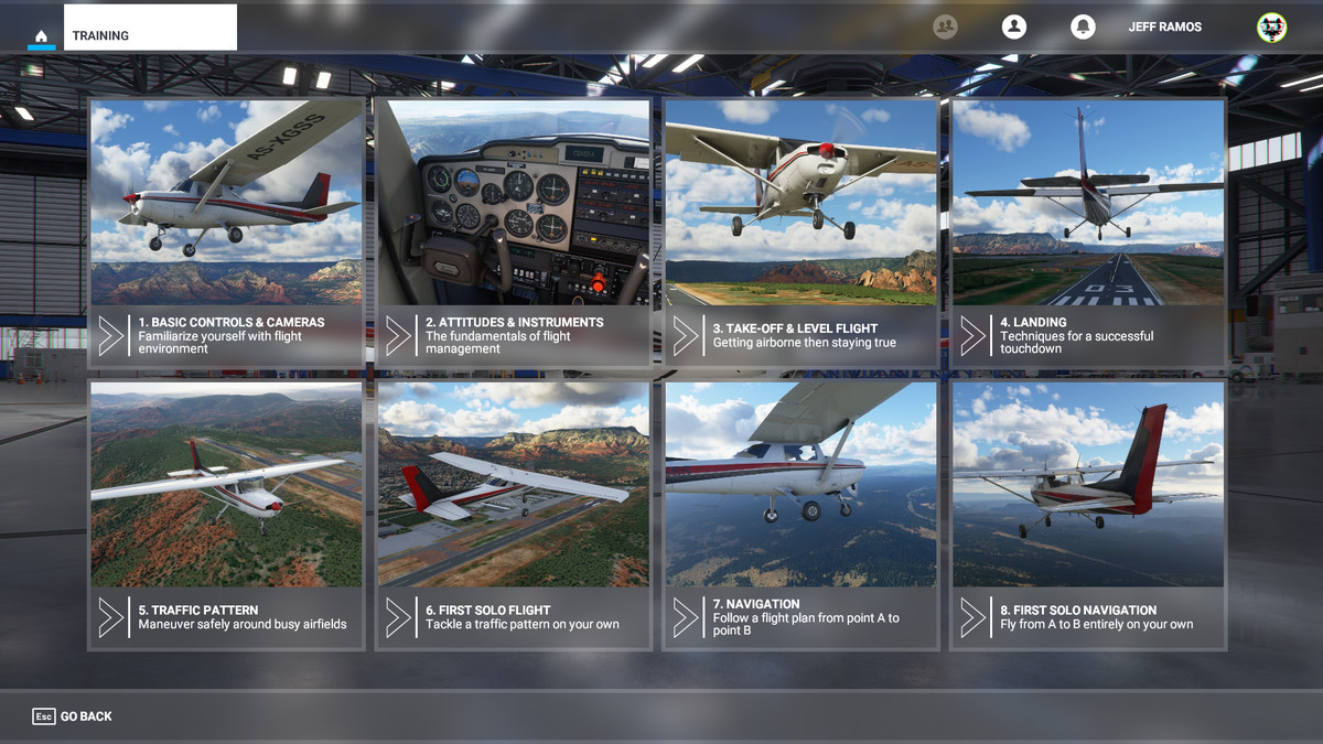 The Flight Training menu in Microsoft Flight Simulator