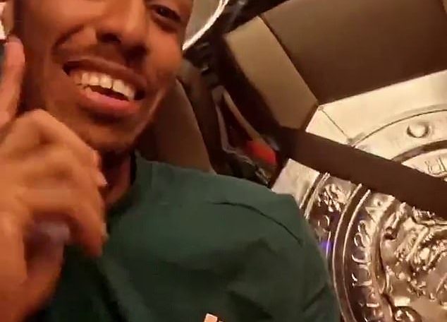 Pierre-Emerick Aubameyang showed it was safety first as he strapped in the Community Shield