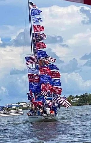 Event organizers invited boats of all sizes and shapes to take part in Saturday's Flotilla and encouraged people to decorate their boats in patriotic colors and Trump flags.
