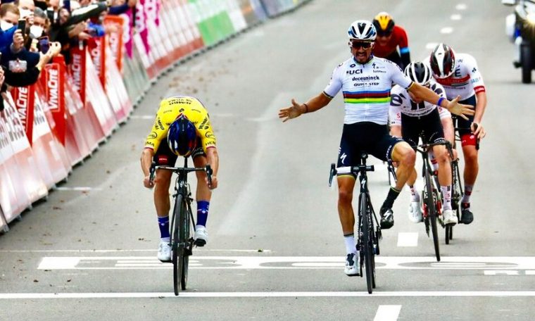 Liege-Bastogen-Liege: Julian Alaphilip celebrates early and Primus Roglik wins the sprint.