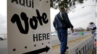 March: Man walks through a polling station in San Antonio, Texas