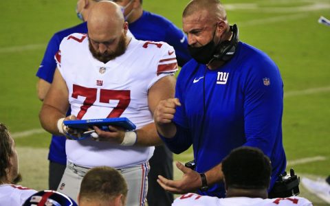 The New York Giants won the O.L.  Coach Mark Colombo fired