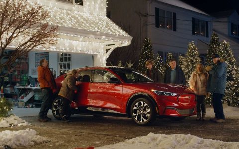 The Ford Mustang Mach-E is featured in a commercial that recreates the Frostrated Christmas holiday