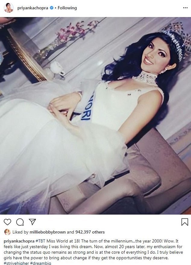 Actress Priyanka Chopra won the title of Miss World at the age of 18 (Photo: Reproduction / Instagram)