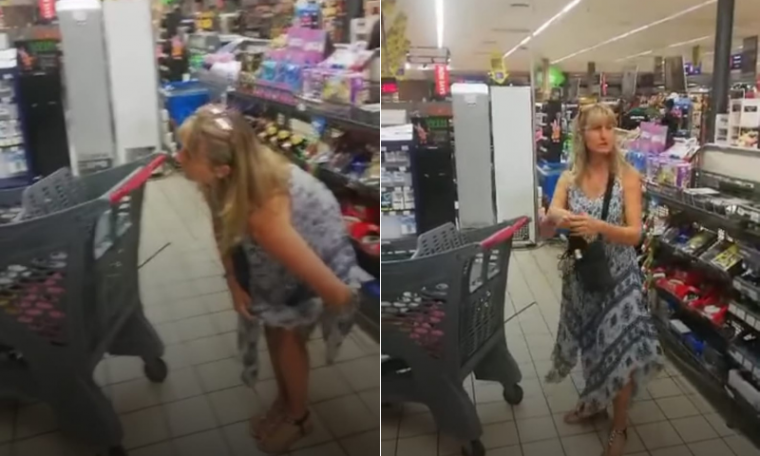 VIDEO |  Woman takes off panties in supermarket and wears mask against Kovid