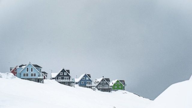 Traditional wooden houses in the city of Newluk, Greenland