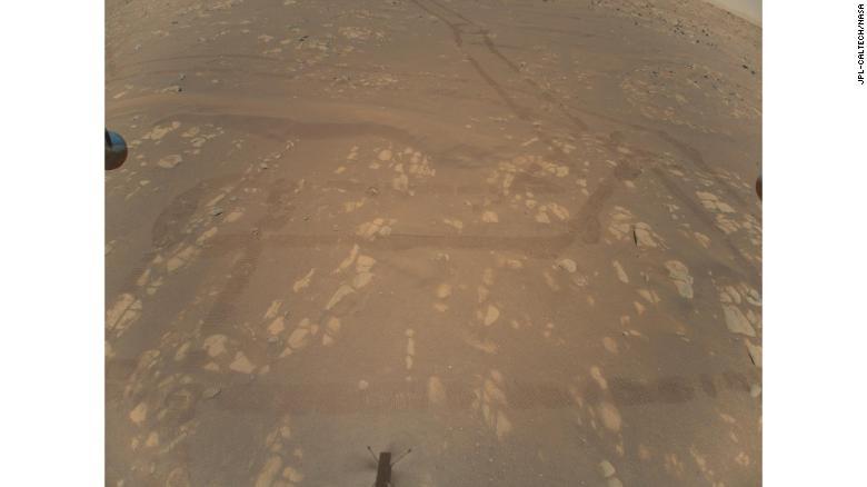 Helicopter on Mars shares first color aerial photo