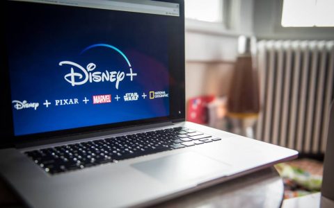 The Disney+ logo appears on the laptop. Photo: Tiffany Hagler-Gierd / Bloomberg