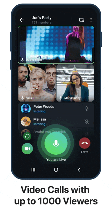 The new call allows 30 people to broadcast simultaneously to up to a thousand viewers (Source: Telegram / reproduction)