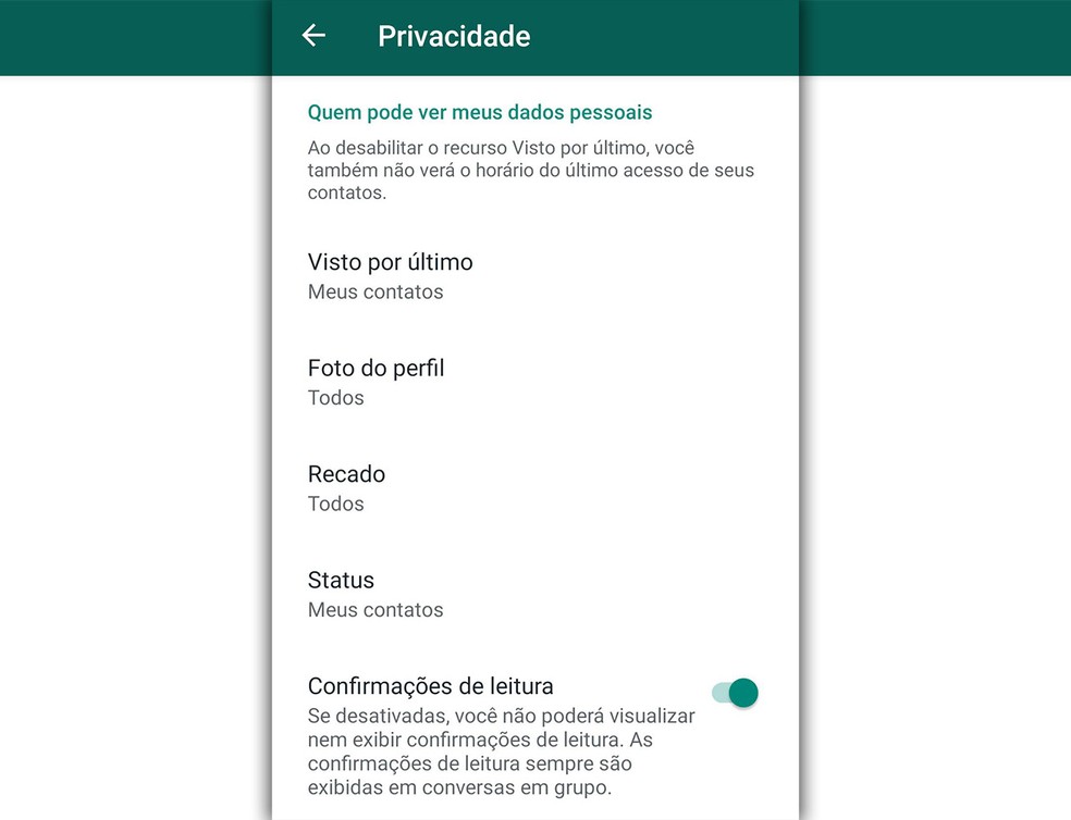 WhatsApp privacy settings only allow you to control 'last seen', 'notes' associated with profiles and 'status' that act like WhatsApp stories.  There is no adjustment for the 'online' warning.  - photo: reproduction