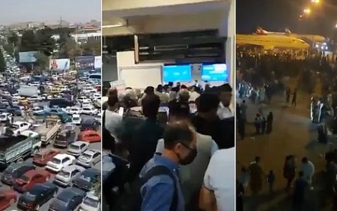 Video shows desperate crowd at Kabul airport after Taliban attack