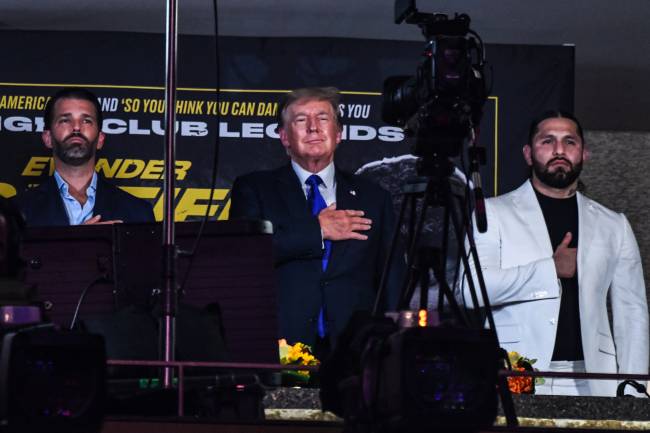 Donald Trump sings US national anthem before Belfort and Holyfield fight