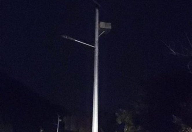 Solar powered lighting pole battery theft on Dimit Deir al-Qamar road