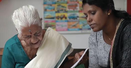 A woman in India learned to read and write at the age of 104