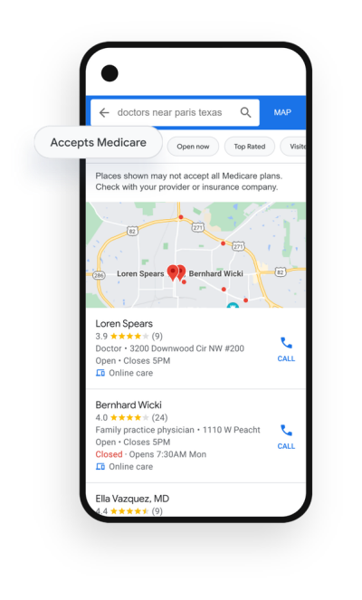 Locating hospitals and practices that accept Medicare.