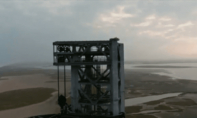 This is the tower that will, somehow, hold the SpaceX rockets