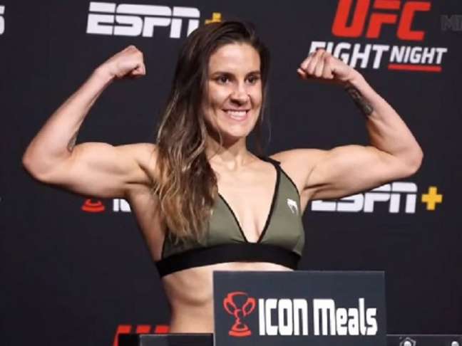 Jennifer Maia will be one of the Brazilians in action at the UFC Vegas 46 card (Photo: Reproduction / MMA Junkie)