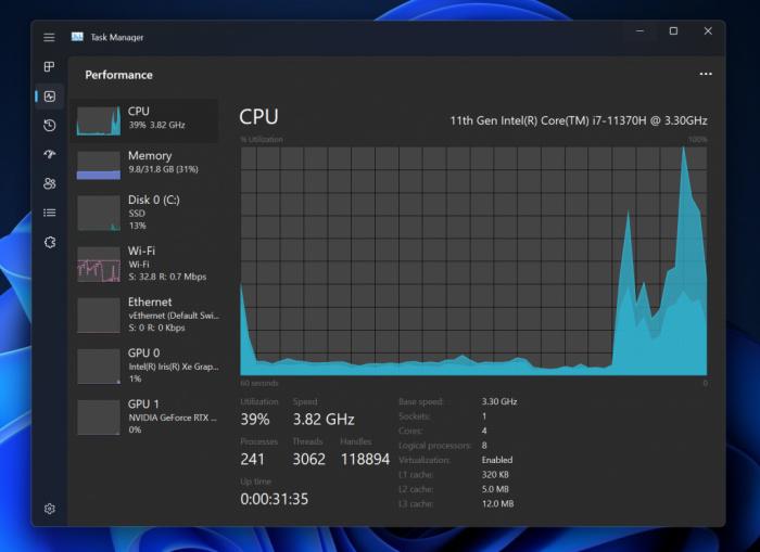 Windows 11 Task Manager has an updated design.