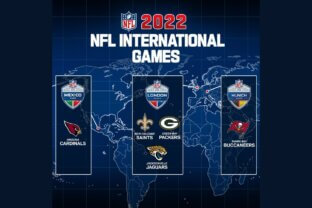 The Arizona Cardinals, Green Bay Packers, Jacksonville Jaguars, New Orleans Saints and Tampa Bay Buccaneers will play international NFL games in 2022
