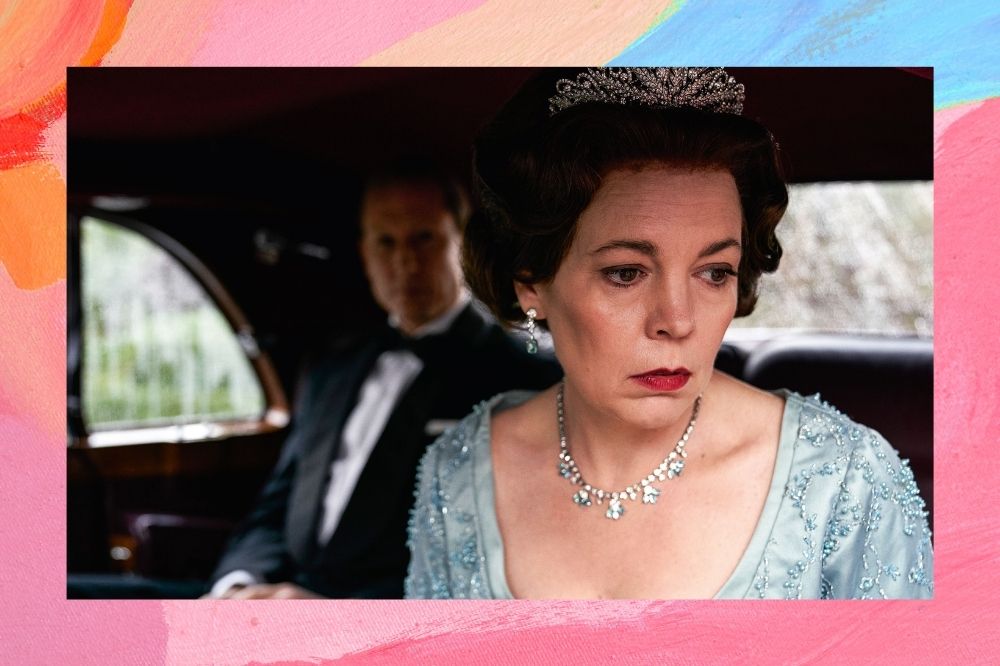 The Queen and Philip in a car in a scene from The Crown.