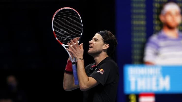 Photo: Getty Images - Dominic Thiem celebrating the victory over Novak Djokovic
