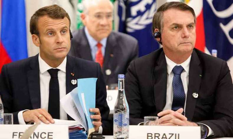 Emanuel Macron and Jair Bolsonaro 