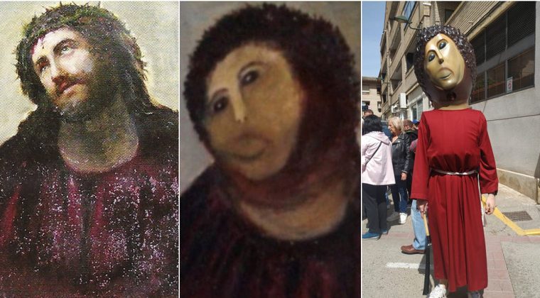 Ten years after restoration became a meme, artwork got a big-headed doll version in Spain